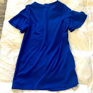 Flutter sleeve sheath dress. Beautiful royal blue